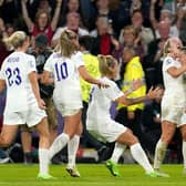 England’s Fran Kirby (second right) celebrates scoring her side’s fourth goal during the UEFA Women’s Euro 2022 semi-final against Sweden