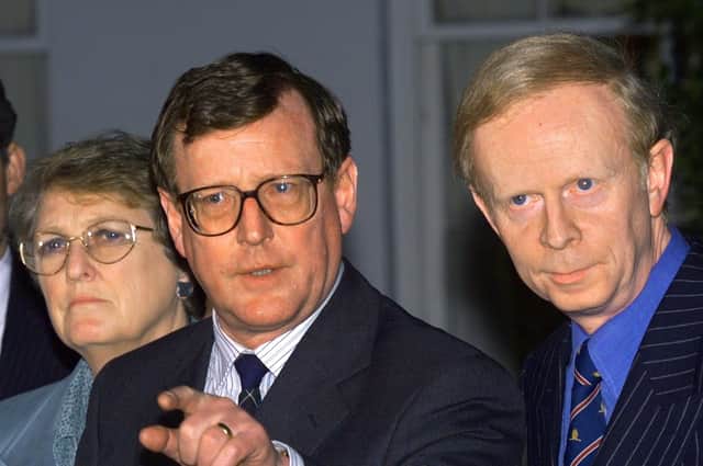 The then first minister and Ulster Unionist leader David Trimble in Washington with his successor as UUP leader Reg Empey (Photo:  PAUL J. RICHARDS/AFP via Getty Images)