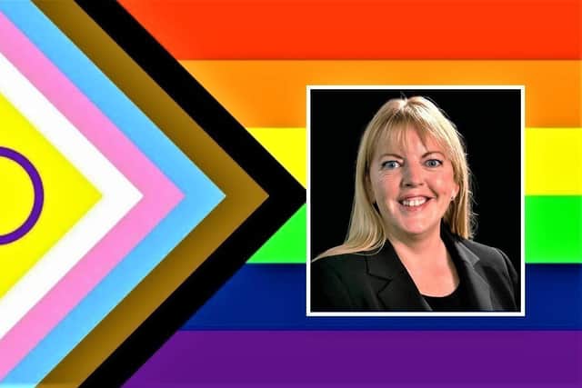 Alyson Kilpatrick, and an LGBTQQIA+ flag