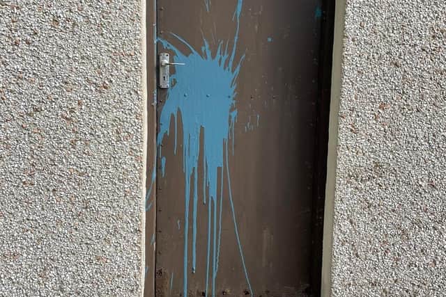 Maghera Orange hall in Co Down has been attacked with paint at a variety of spots on the building, with obscene graffiti also added. Police say they are aware of criminal damage in the Carrigs Road area of Maghera and are making enquiries. 29 July 2022.