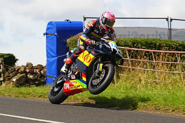 Davey Todd in action on the Milenco by Padgett's Honda Supersport machine at the Armoy Road Races.