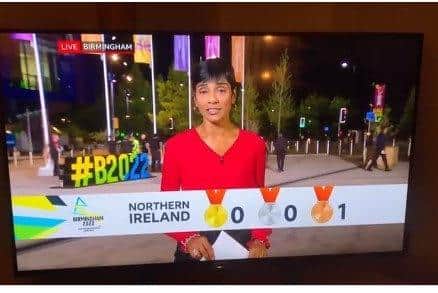 The BBC clip reporting Northern Ireland's first medal of the Commonwealth Games
