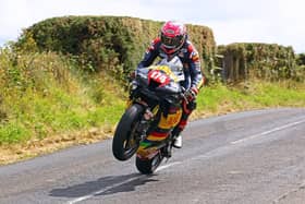 Davey Todd on the Milenco by Padgett's Honda during practice at the Armoy Road Races on Friday.