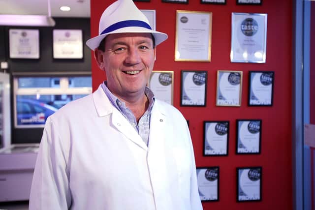 Food entrepreneur and innovator Peter Hannan is gearing up to launch a series of original meat products for the convenience of chefs and shoppers here and in the Republic of Ireland. Pictured is Peter Hannan, managing director of Hannan Meats, at The Meat Merchant food hall in Moira