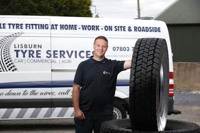 Owner David Kinkead of Lisburn Tyre Services