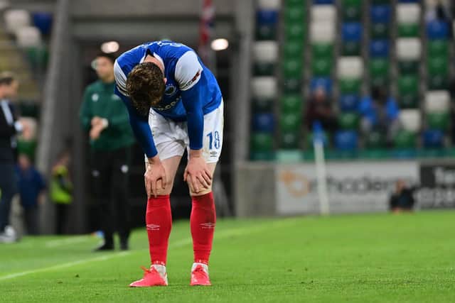 Linfield’s Daniel Finlayson after their defeat to FC Zurich at Windsor Park. Pic Colm Lenaghan/Pacemaker