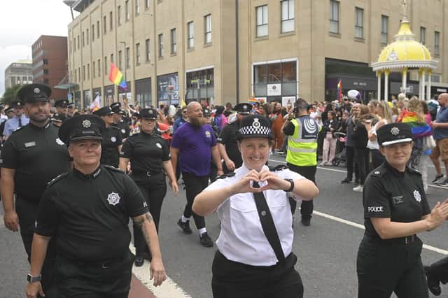 Members of the Police Service for Northern Ireland during Belfast Pride parade, July 30, 2022