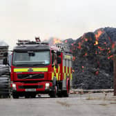 Firefighters were at the scene of a large blaze near the M1 motorway on Sunday morning. 

The blaze is located on the Blackisland Road in Annaghmore, Co Armagh. Photo: Press Eye