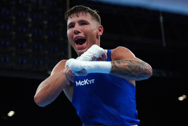 Northern Ireland's Dylan James Eagleson has triumphed in his gold medal clash with Ghana's Abraham Mensah  Photo: Peter Byrne/PA Wire.