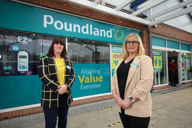 Olivia McLoughlin and Sharon Sheridan, Poundland Ireland Retail Country Managers at the opening of the new Poundland store located in Spires Retail Park, Armagh