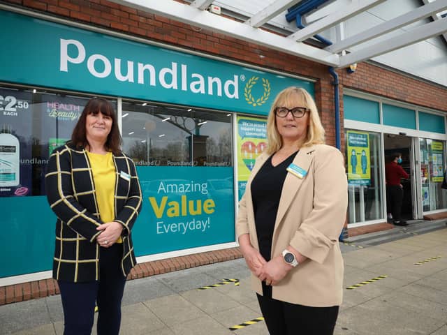 Olivia McLoughlin and Sharon Sheridan, Poundland Ireland Retail Country Managers at the opening of the new Poundland store located in Spires Retail Park, Armagh