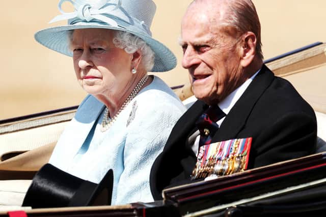 File photo dated 17/06/17 of Queen Elizabeth II and the Duke of Edinburgh arrive for the Trooping the Colour ceremony at Horse Guards Parade, central London, as the Queen celebrates her official birthday. The Duke of Edinburgh has died, Buckingham Palace has announced. Issue date: Friday April 9, 2020.. See PA story DEATH Philip. Photo credit should read: Jonathan Brady/PA Wire