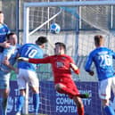 Stephen O'Donnell heads home the winner for Coleraine