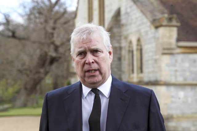Prince Andrew at the memorial service on Sunday