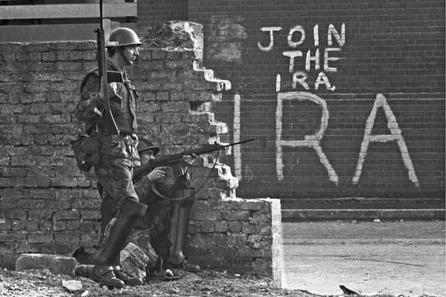 Soldiers in Londonderry in September 1969, as the Troubles was in its infancy. Baroness Hoey says: "The army and police stopped a civil war from breaking out in Northern Ireland, for which they get few thanks, just vexation prosecutions and unending re-investigations" (