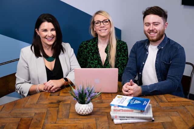 Sara Caithness, MD Samantha Livingstone and Ciaran Mullan from Rumour Mill Creative Communications