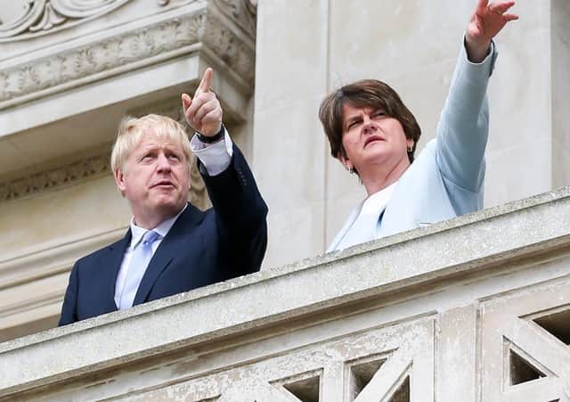 Arlene Foster, right, told the influential Institute for Economic Affairs in London that Boris Johnson "is beginning to realise" the scale of the protocol problems. Really?