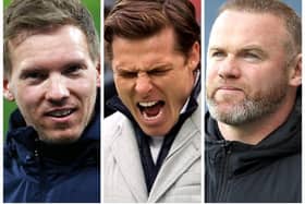 Pictured from left to right - RB Leipzig manager Julian Nagelsmann, Fulham manager, Scott Parker and Derby County manager, Wayne Rooney.