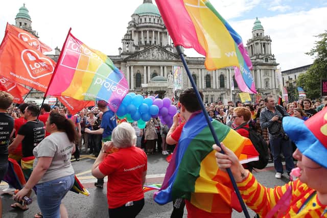 Participants in the Belfast Gay Pride event in 2016