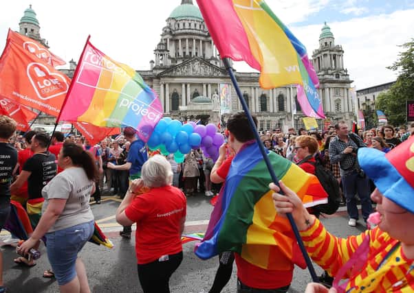 Participants in the Belfast Gay Pride event in 2016