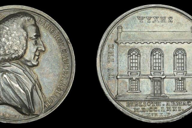 Silver medal by John Kirk (after Isaac Gosset) struck to commemorate the opening of the Library, 250 years ago, in 1771. Silver medal by John Kirk (after Isaac Gosset) struck to commemorate the opening of the Library, 250 years ago, in 1771