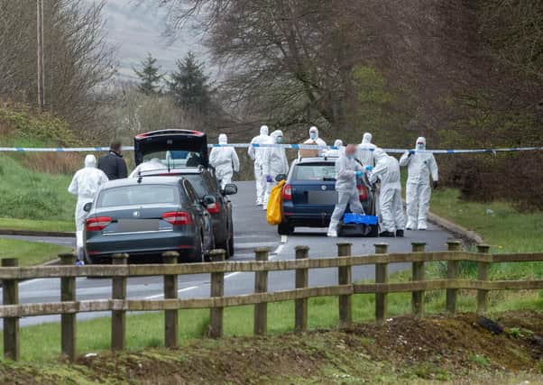 A major forensic investigation followed the discovery of a viable explosive device near Dungiven on Monday. Photo: Pacemaker Belfast