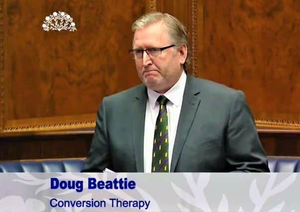 Doug Beattie in the Assembly on Tuesday, when he (along with fellow UUP man John Stewart) proposed the motion
