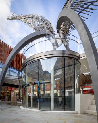 The Angel Central Shopping Centre's iconic winged sculpture in Islington