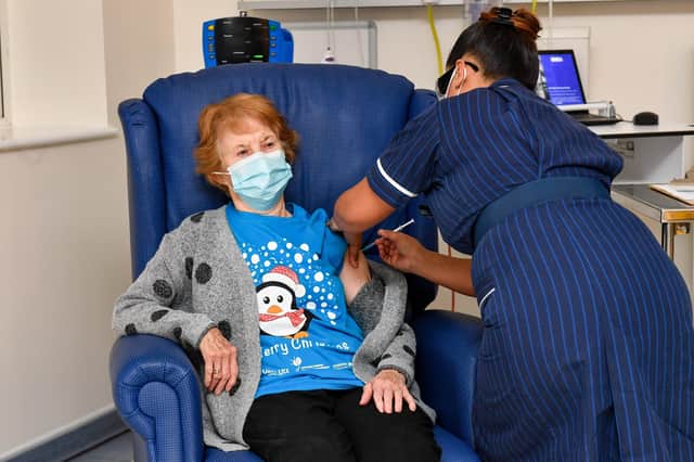Margaret Keenan received her first vaccine in December