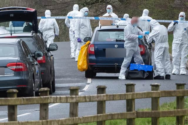 PSNI forensic officers pictured at the scene of the incident in Dungiven earlier this week.