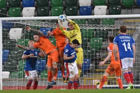 Chris Johns in action for Linfield