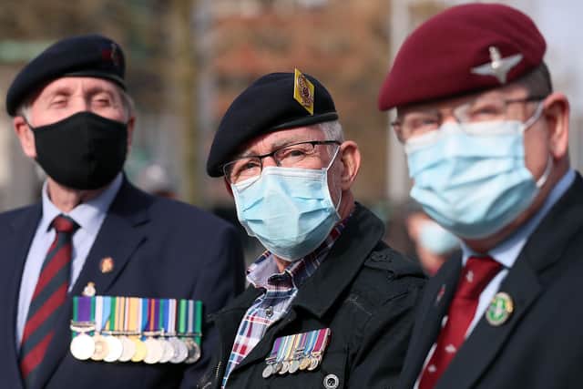 Veterans and supporters of the two paratroopers pictured at the court. 

Picture by Jonathan Porter/PressEye