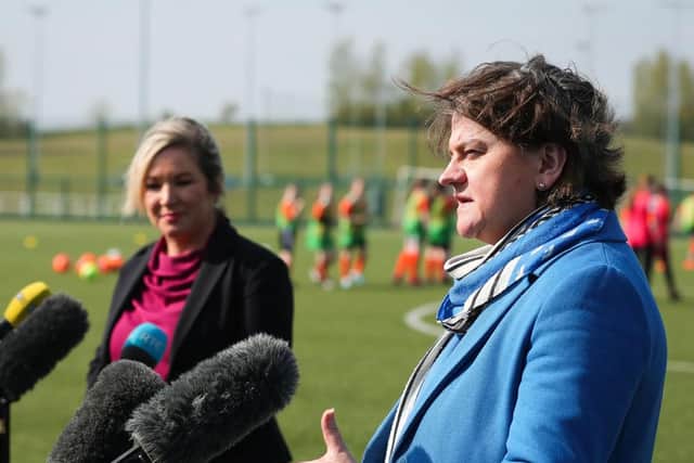 First Minister Arlene Foster (right) and Deputy First Minister Michelle O'Neill.