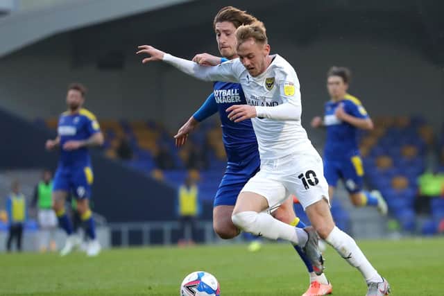 Mark Sykes on show for Oxford United against AFC Wimbledon in Sky Bet League One. Pic by Getty.