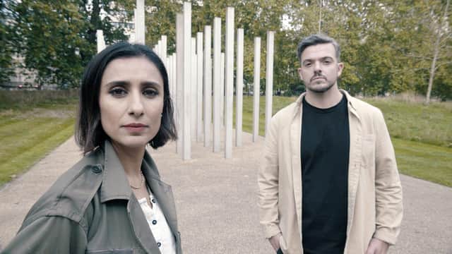 Karl was a passenger on the first carriage of the Piccadilly Line London Underground train - one of the four targets of the 7/7 bombings - and has been looking for the mystery woman who comforted him in the dark smoke-filled carriage. Pictured with Anita Rani