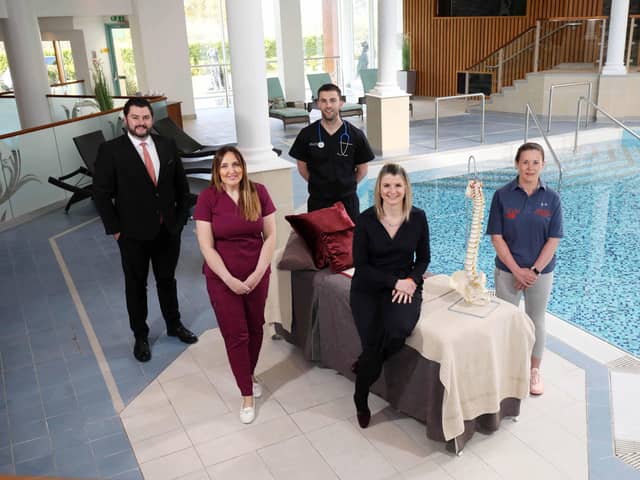 Eóin McGrath, Luxury Leisure Sales Manager of Hastings Hotels and Lisa Steele, General Manager of the Culloden Estate & Spa are joined by Emma Kennedy of Glow Aesthetics, Dr Gareth Patterson of Holywood Private Clinic and Lynda Brudenell of Room One Physiotherapy & Sports Injuries Clinic