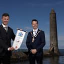 Dr Jonathan Rea MBE and the Mayor of Mid and East Antrim, Councillor Peter Johnston.