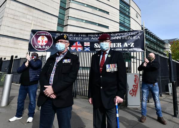 Supporters of two former paratroopers outside court in Belfast earlier this week