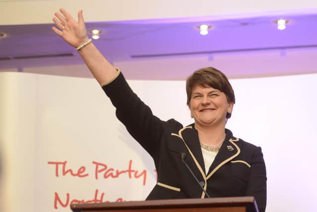 Arlene Foster in 2015 after being elected DUP leader. She had the nightmare of being in government with the unrepentant IRA supremo, Martin McGuinness, who had delivered the eulogy in 1986 at the graveside of serial killer Séamus McElwain, who had tried to murder her father, John Kelly