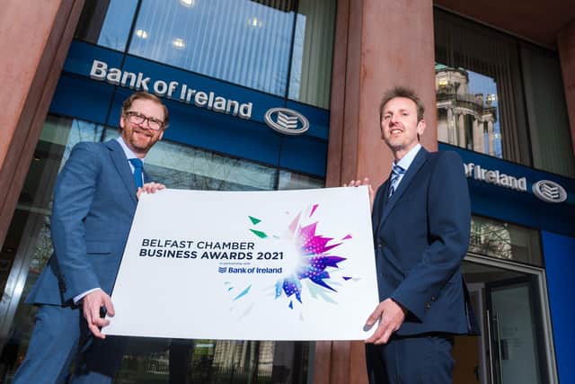 Simon Hamilton, CEO of Belfast Chamber with Paul McClurg, Head of Belfast Business Banking at Bank of Ireland UK