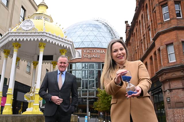 Finance Minister, Conor Murphy with Michelle Greeves, Centre Manager at Victoria Square Belfast