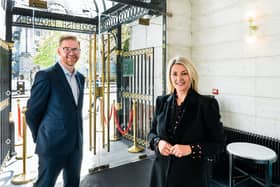 Belfast Chamber’s Chief Executive, Simon Hamilton in the reception area of the Scottish Provident Building during his recent visit, alongside VenYou Client Services Director, Donna Linehan