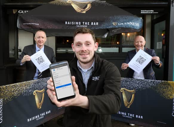 Mark Mulholland, On Trade Sales Manager, Diageo Northern Ireland with Colin Neill, Chief Executive, Hospitality Ulster and Richard Black from Ryan’s Bar, Belfast