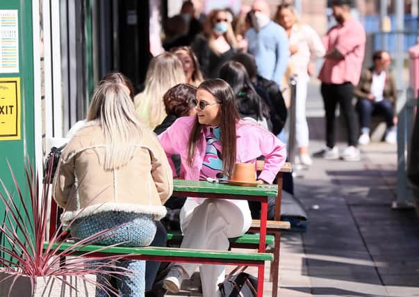 Social distancing rules will be crucial as the hospitality industry continues to reopen. 

Bootleggers pub on Ann Street in Belfast City Centre. 

Picture by Jonathan Porter/PressEye