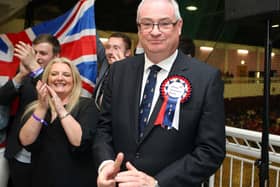 Steve Aiken being elected for the first time to Stormont in 2016, as an Ulster Unionist MLA for South Antrim