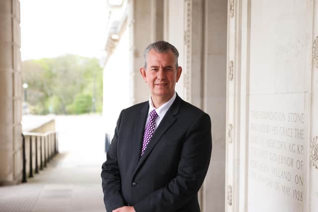 Minister Edwin Poots at Parliament Buildings, Stormont. 

Photo by Kelvin Boyes / Press Eye.