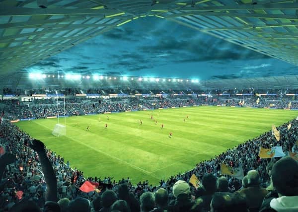 An artist’s impression of a new Casement Park (named after Irish revolutionary Roger Casement, executed 1916)