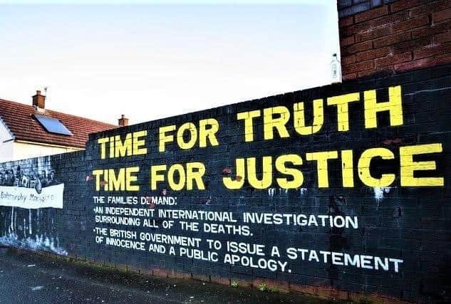 A mural devoted to the Ballymurphy victims (c/o RTE)