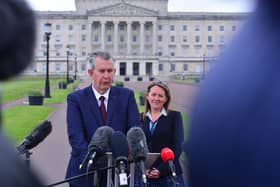 Edwin Poots and Paula Bradley at Stormont last night
