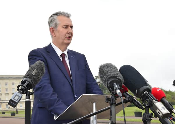 Edwin Poots speaks to the media from Stormont on Friday, after he was elected DUP leader. Mr Poots does not answer to a partisan media but to the us the electorate, writes Brian Gibson. 
Picture by Arthur Allison